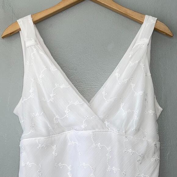 Studio Y Size Medium Embroidered White Chiffon Babydoll Top Coquette Romantic - Picture 5 of 11
